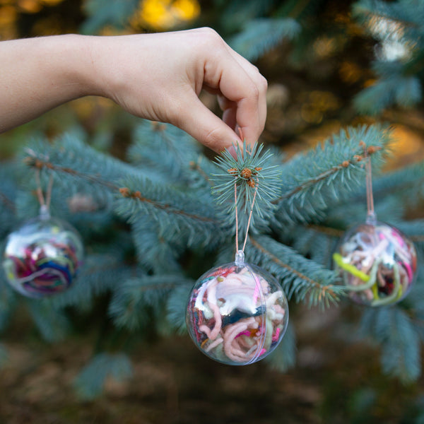 holiday yarn scrap ornaments (package of 3)