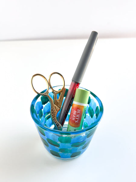 mug rug + handpainted glass no. 2