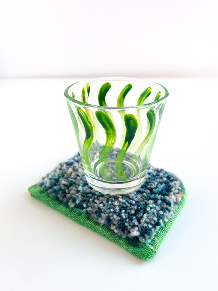 mug rug + handpainted glass no. 1