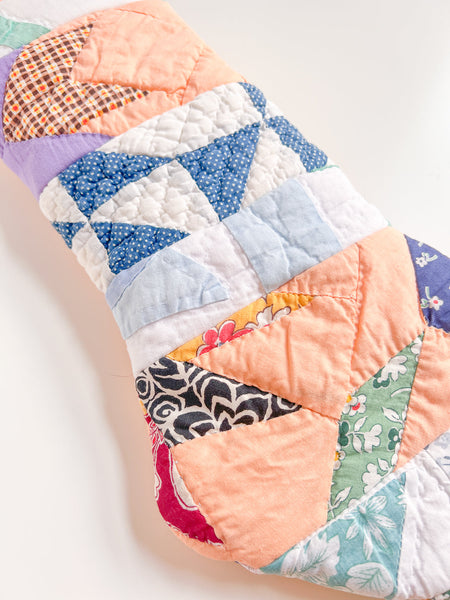 MISH MASH vintage quilt stocking no. 4
